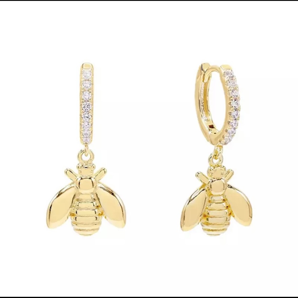 today deal Bee Earrings - Gift- Jewelry Gold Minimalist Earrings - Fashion - Picture 6 of 9